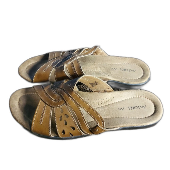 Michel M Slip-on Sandals Bali SN# 778381 Designer Leather Knotwork Pattern - Picture 4 of 8